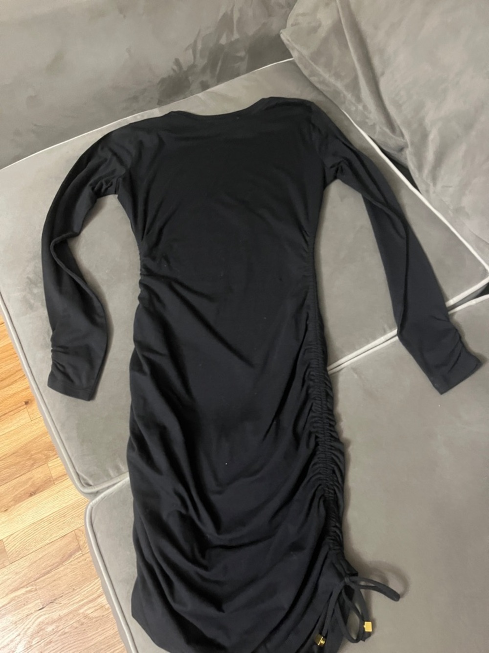 Michael Kors Black Long-Sleeve Ruched-Side Midi Dress - Picture 8 of 13